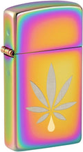 Load image into Gallery viewer, Zippo Lighter - Customized Message on Slim with Leaf - Multi Spectrum 48670