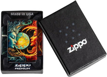 Load image into Gallery viewer, Zippo Lighter- Personalized Custom Message Engraved on Sun and Moon Design 540 Tumbled Brass Pocket Lighter 46563