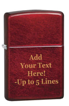 Load image into Gallery viewer, Zippo Lighter - Personalized Message Engraved on Backside Colored Windproof Lighter Candy Apple Red 21063