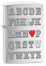 Load image into Gallery viewer, Zippo Lighter- Personalized Engrave for Alphabet Love Heart Brushed Chrome Z5101