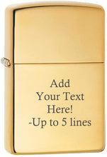 Load image into Gallery viewer, Zippo Lighter - Personalized Custom Message Engrave on Brass Windproof Lighter High Polish 254B
