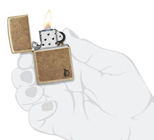 Load image into Gallery viewer, Zippo Lighter - Custom Engraved with Your Message - Armor Deep Carved Flame - Antique Brass 46400