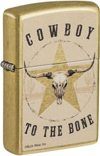 Load image into Gallery viewer, Zippo -Customized Message Cowboy to The Bone for Buck Wear - Tumbled Brass 48937