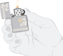 Load image into Gallery viewer, Zippo Laser 360° Clover Design High Polish Chrome Pocklet Lighter
