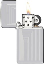 Load image into Gallery viewer, Zippo - Customized Message on Slim® Laser Pattern High Polish Chrome 46706