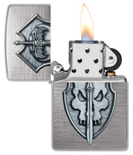 Load image into Gallery viewer, Zippo Lighter- Personalized Message for Dragon Medieval Sword and Shield 48372