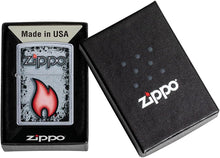 Load image into Gallery viewer, Zippo Flame Logo Design Street Chrome Pocket Lighter