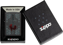 Load image into Gallery viewer, Zippo Heart Dagger Tattoo Design Black Crackle Pocket Lighter