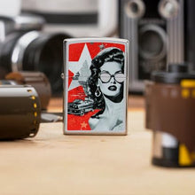 Load image into Gallery viewer, Zippo Lighter - Custom Engraved with Your Message for Glam Glasses Design High Polish Chrome Pocket Lighter 46239