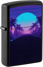 Load image into Gallery viewer, Zippo Sunset Black Light Design Black Matte Pocket Lighter