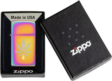 Load image into Gallery viewer, Zippo Lighter - Customized Message on Slim with Leaf - Multi Spectrum 48670