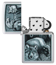 Load image into Gallery viewer, Zippo Lighter - Custom Engraved with Your Message for Animal Kingdom Design Satin Chrome Pocket Lighter 46237