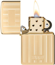 Load image into Gallery viewer, Zippo Lighter - Customized Message on on Lines Design- High Polish Brass 46011
