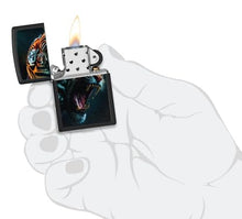 Load image into Gallery viewer, Zippo Lighter - Custom Engraved with Your Message for Tiger Roar Design Black Matte Pocket Lighter 46241