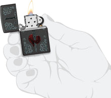 Load image into Gallery viewer, Zippo Heart Dagger Tattoo Design Black Crackle Pocket Lighter