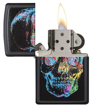 Load image into Gallery viewer, Zippo Lighter - Personalized Message Engraved on Backside Black Matte Colorful Skull #28042