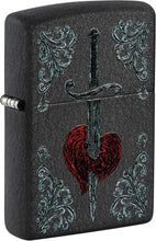 Load image into Gallery viewer, Zippo Heart Dagger Tattoo Design Black Crackle Pocket Lighter