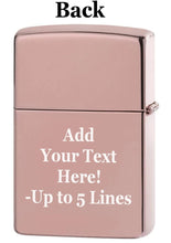 Load image into Gallery viewer, Zippo Lighter - Personalized Customize Message Engrave on Backside for Armor Deep Carve Design Lighters (Rose Gold)