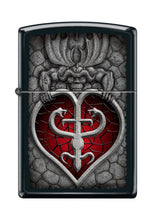 Load image into Gallery viewer, Zippo Lighter- Personalized Message for Goth Heart Snake Black Matte #Z5062