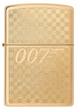 Load image into Gallery viewer, Zippo Lighter - Custom Engraved with Your Message for Textured James Bond 007™ Design Brushed Brass Pocket Lighter 46298