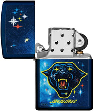 Load image into Gallery viewer, Zippo Santa Cruz Starry-Eyed Panther Navy Matte Pocket Lighter
