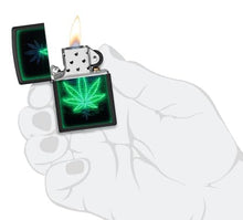 Load image into Gallery viewer, Zippo Lighter - Custom Engraved with Your Message for Gleaming Leaf Design Black Matte Pocket Lighter 46266