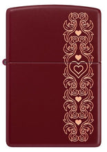 Load image into Gallery viewer, Zippo Lighter - Custom Engraved with Your Message for Heart Garland Design Merlot Pocket Lighter 46296