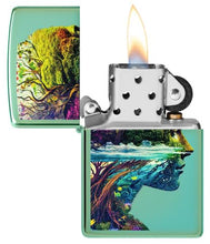 Load image into Gallery viewer, Zippo Lighter - Custom Engraved with Your Message for One with Nature Design High Polish Green Pocket Lighter 46233