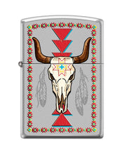 Load image into Gallery viewer, Zippo Lighter- Personalized Engrave Longhorn and Feathers Satin Chrome #Z5492
