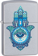 Load image into Gallery viewer, Zippo Lighter - Personalized Custom Message Engraved on Backside for Special Designs Windproof Lighter (Hamsa Hand Blues Z583)