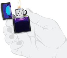 Load image into Gallery viewer, Zippo Sunset Black Light Design Black Matte Pocket Lighter