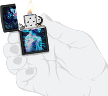 Load image into Gallery viewer, Zippo Black Light Cyber Woman Design Black Matte Pocket Lighter