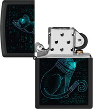Load image into Gallery viewer, Zippo Black Light Spiritual Cat Design Black Matte Pocket Lighter