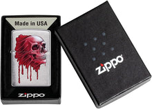 Load image into Gallery viewer, Zippo Gory Skull Design Brushed Chrome Pocket Lighter, Silver