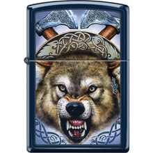 Load image into Gallery viewer, Zippo Lighter- Personalized Message Wolf WolvesZippo Lighter Navy Blue Z1062
