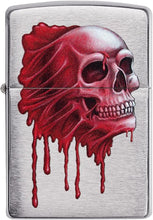Load image into Gallery viewer, Zippo Gory Skull Design Brushed Chrome Pocket Lighter, Silver
