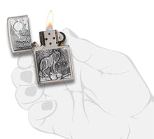 Load image into Gallery viewer, Zippo Lighter - Personalized Custom Message Engraved on Back Timberwolves Emblem Brushed Chrome (Brush 20855) #20855
