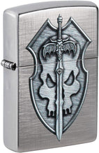Load image into Gallery viewer, Zippo Medieval Skull Crest Linen Weave Pocket Lighter