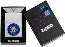 Load image into Gallery viewer, Zippo Customized Message on United States Air Force Emblem - Satin Chrome 48976