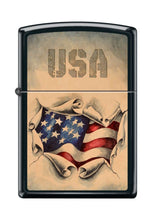Load image into Gallery viewer, Zippo Lighter- Personalized for US Patriotic USA Flag Breakthrough Z5194