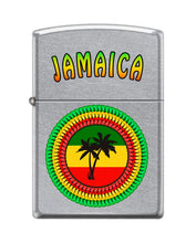 Load image into Gallery viewer, Zippo Lighter-Personalized Custom Message Engraved on Backside Jamaica - Knitted Palms Street Chrome Windproof Lighter #Z5396
