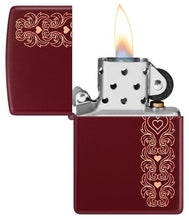 Load image into Gallery viewer, Zippo Lighter - Custom Engraved with Your Message for Heart Garland Design Merlot Pocket Lighter 46296