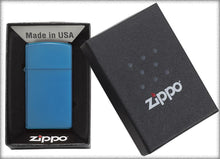 Load image into Gallery viewer, Zippo Lighter - Personalized Customize Message Engrave on Slim Size Windproof Lighter (Sapphire #20494)