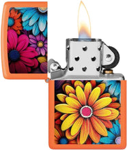 Load image into Gallery viewer, Zippo Lighter - Customized Message on Flowers Orange Matte Pocket Lighter 46434