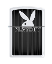 Load image into Gallery viewer, Zippo Lighter - Personalized Customize Message Engrave on Backside for Playboy Bunny (Bunny Rabbit Head Pinstripes Z5556)