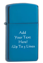 Load image into Gallery viewer, Zippo Lighter - Personalized Customize Message Engrave on Slim Size Windproof Lighter (Sapphire #20494)