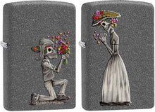 Load image into Gallery viewer, Zippo Personalized Message Engraved on Backside Iron Stone Wedding Couple Dead Skulls Set #28987
