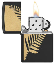Load image into Gallery viewer, Zippo Lighter - Custom Engraved with Your Message - Zen Flora Design - Black Matte 46473