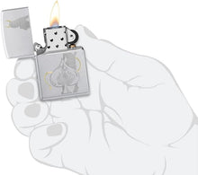 Load image into Gallery viewer, Zippo Lighter - Custom Message Engrave Devilish Ace Design - Satin Chrome 48658