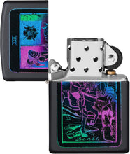 Load image into Gallery viewer, Zippo Black Light Tarot Card Design Pocket Lighter